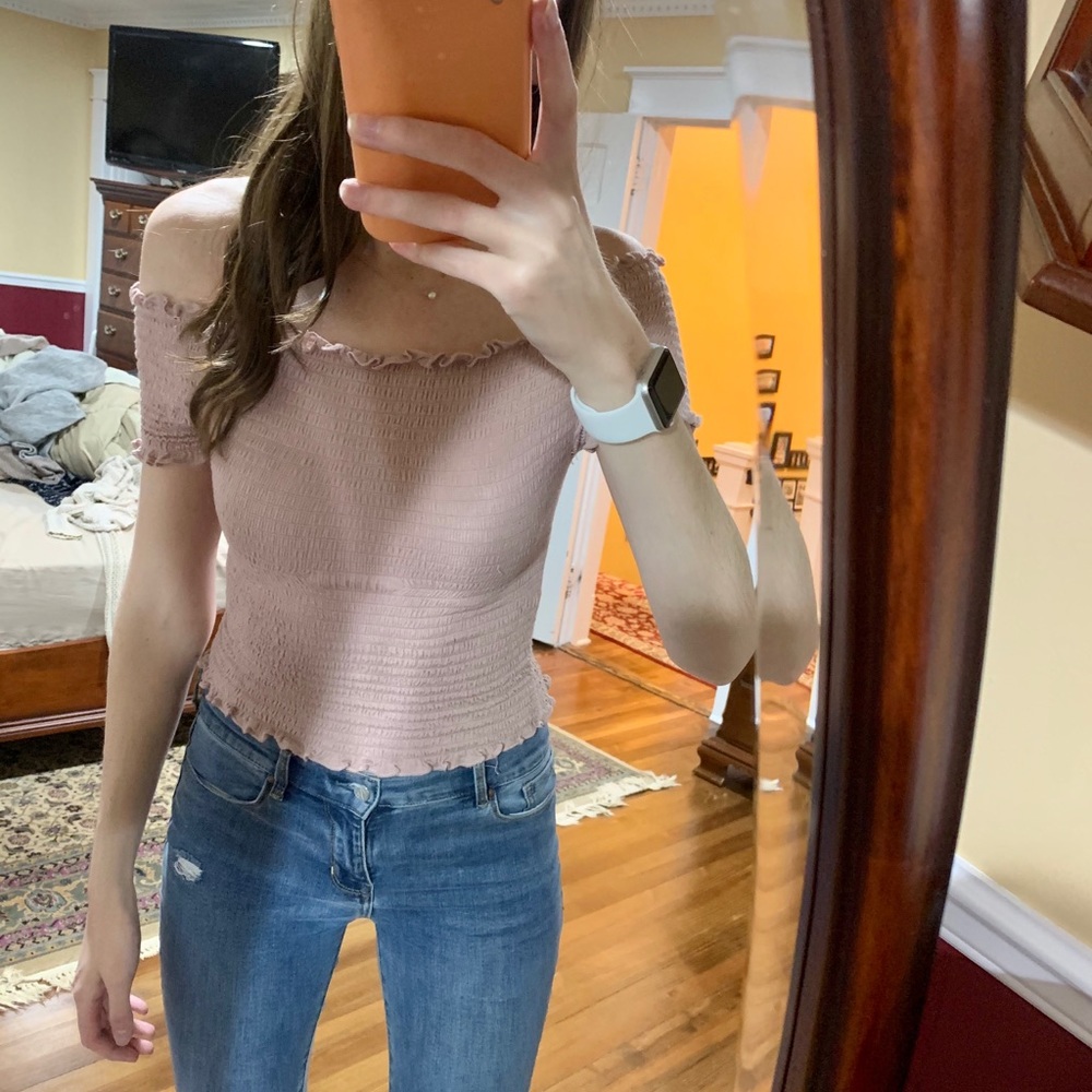 Strapless pink top